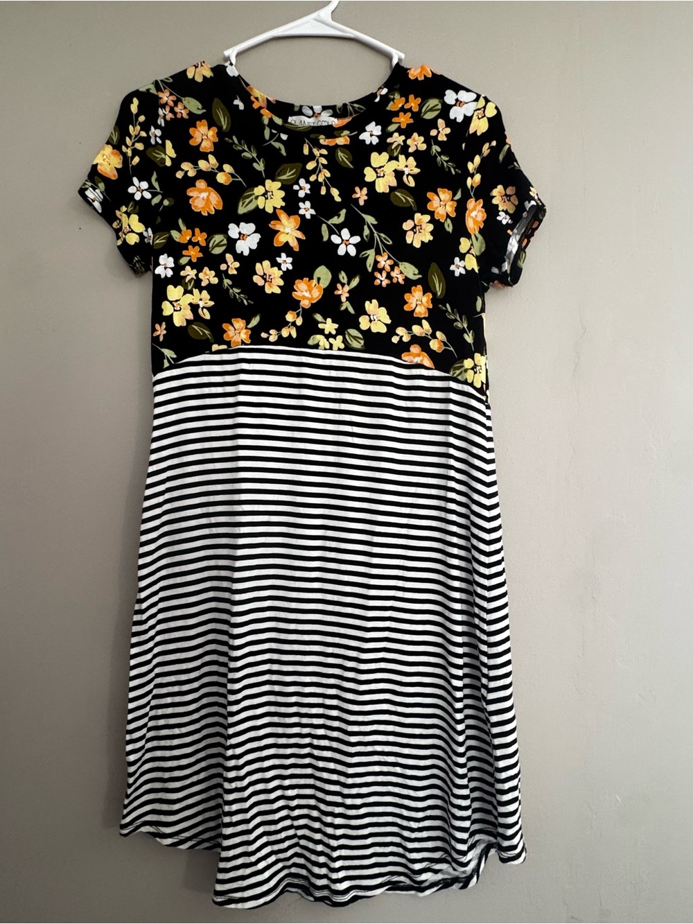 Planet Gold Women’s XS Black Floral Stripe Mini Dress Flowy Summer Soft Girl